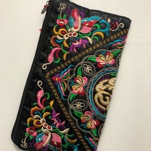 Colorful Embroidered wristlet